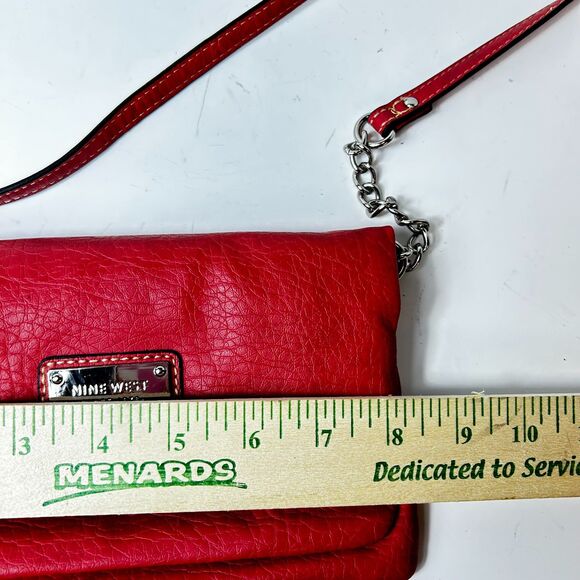 Nine West Women's Pink Textured Vegan Leather Chain Strap Wallet Crossbody Bag - Picture 13 of 14